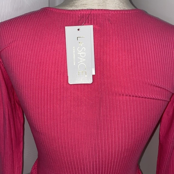 L*Space Gia Long Sleeve Crop Top in Bubblegum Pink size XS - Picture 4 of 7